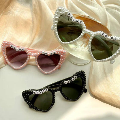 bride-to-be pearl heart sunglasses - basil boutique