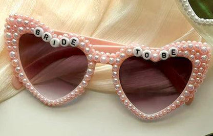 bride-to-be pearl heart sunglasses - basil boutique