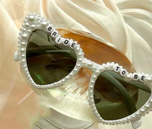 bride-to-be pearl heart sunglasses - basil boutique