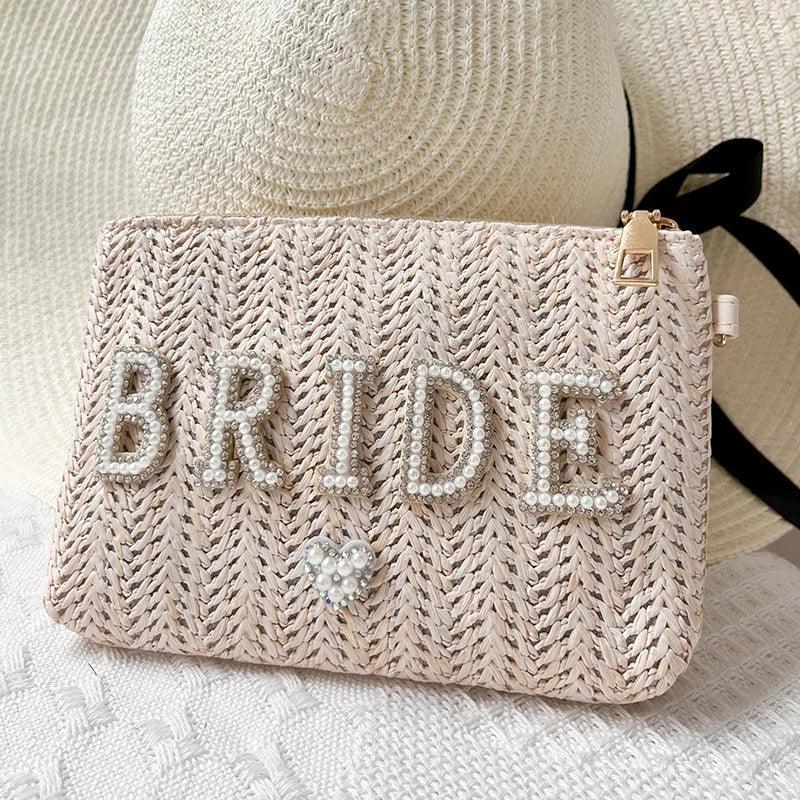 Bride to be Purse Bachelorette hen Party Bridal Shower beach pool boho rustic wedding day decoration honeymoon trip Mrs gift Bag - basil boutique