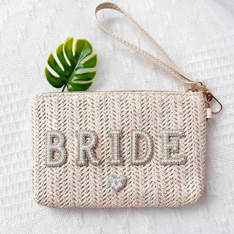 Bride to be Purse Bachelorette hen Party Bridal Shower beach pool boho rustic wedding day decoration honeymoon trip Mrs gift Bag - basil boutique