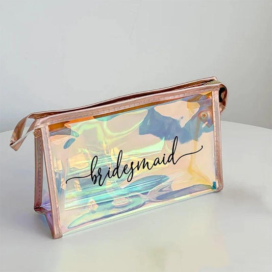 bridesmaid iridescent cosmetic bag - basil boutique