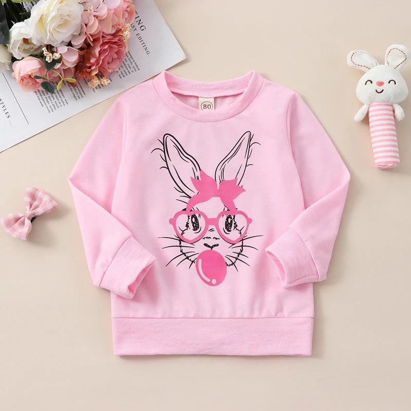 bubble gum bunny kids crew sweatshirt - basil boutique