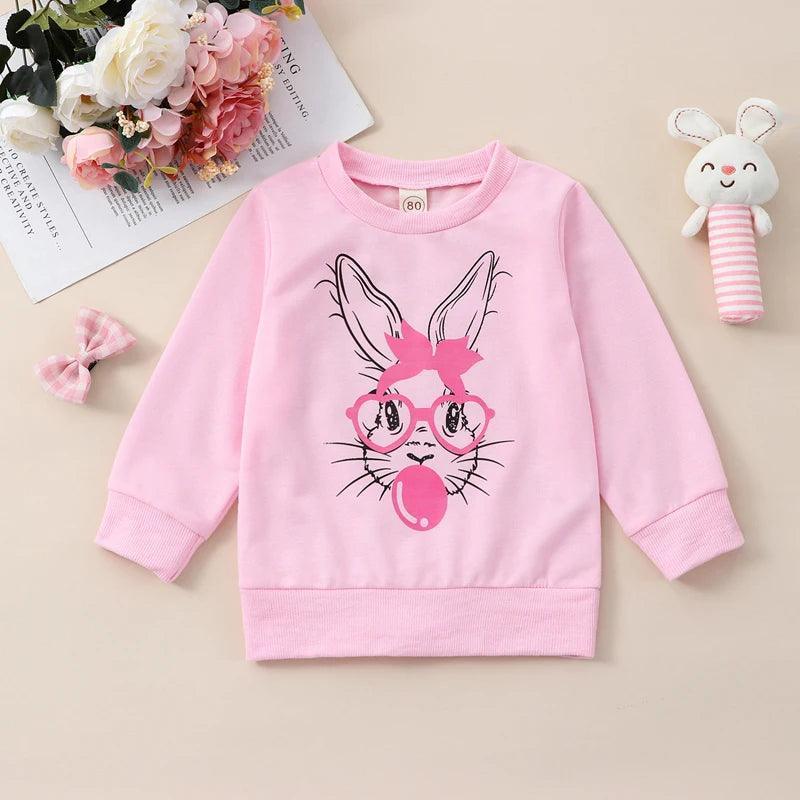 bubble gum bunny kids crew sweatshirt - basil boutique