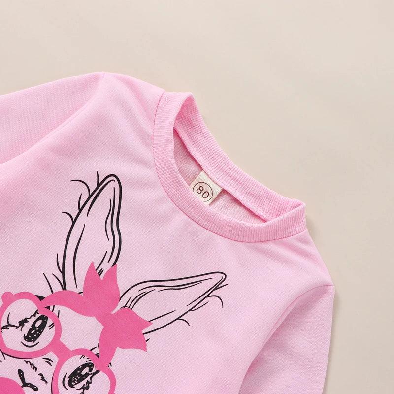 bubble gum bunny kids crew sweatshirt - basil boutique