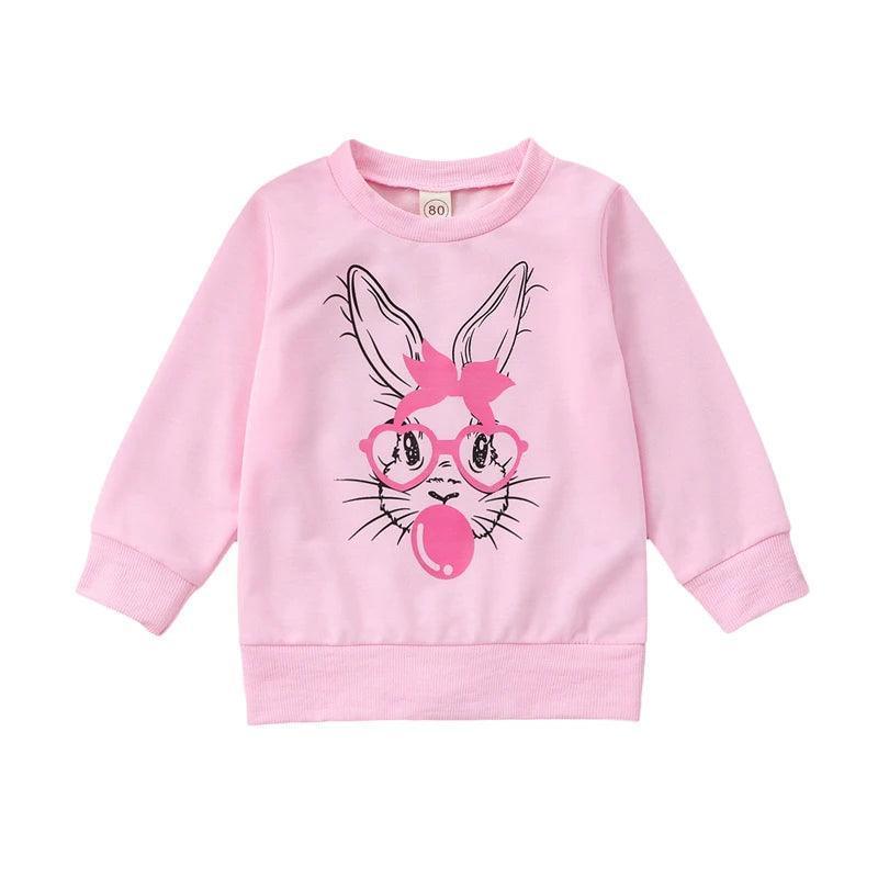 bubble gum bunny kids crew sweatshirt - basil boutique