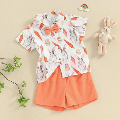 bunny button down kids outfit - basil boutique