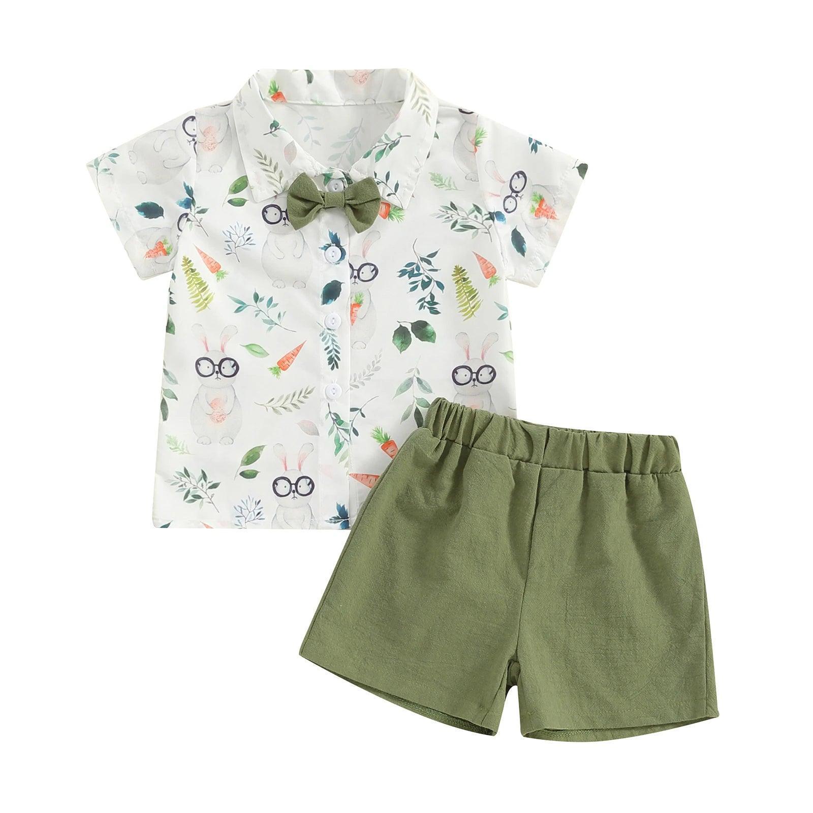 bunny button down kids outfit - basil boutique