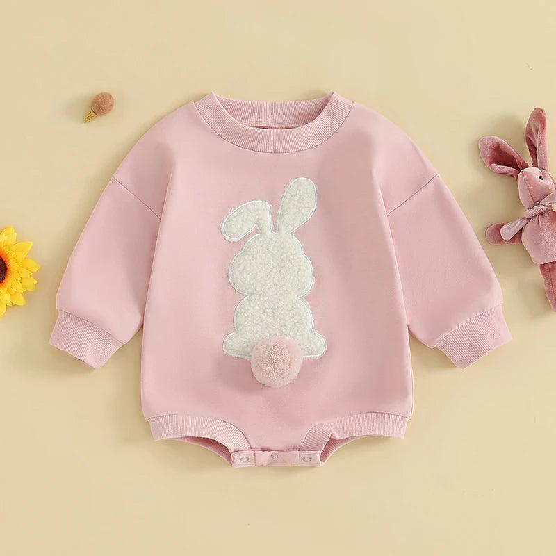 bunny pom onesie - basil boutique