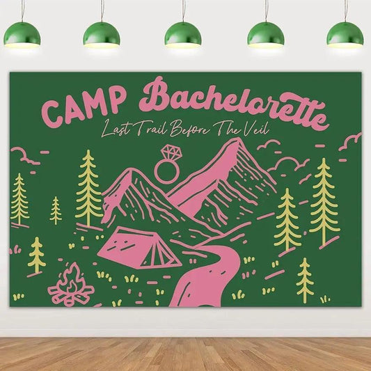 camp bachelorette backdrop - basil boutique