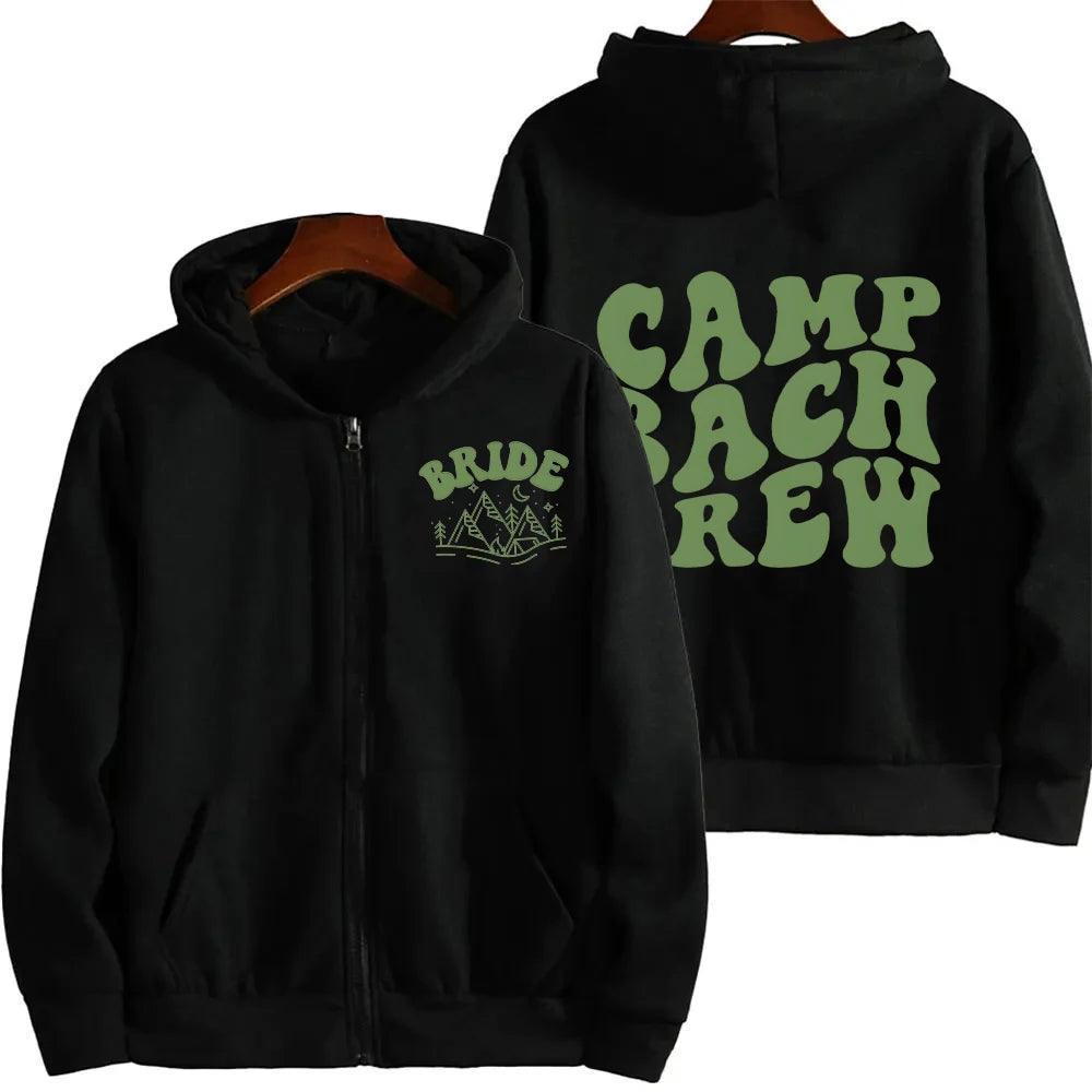 camp bachelorette zipper hoodie - basil boutique