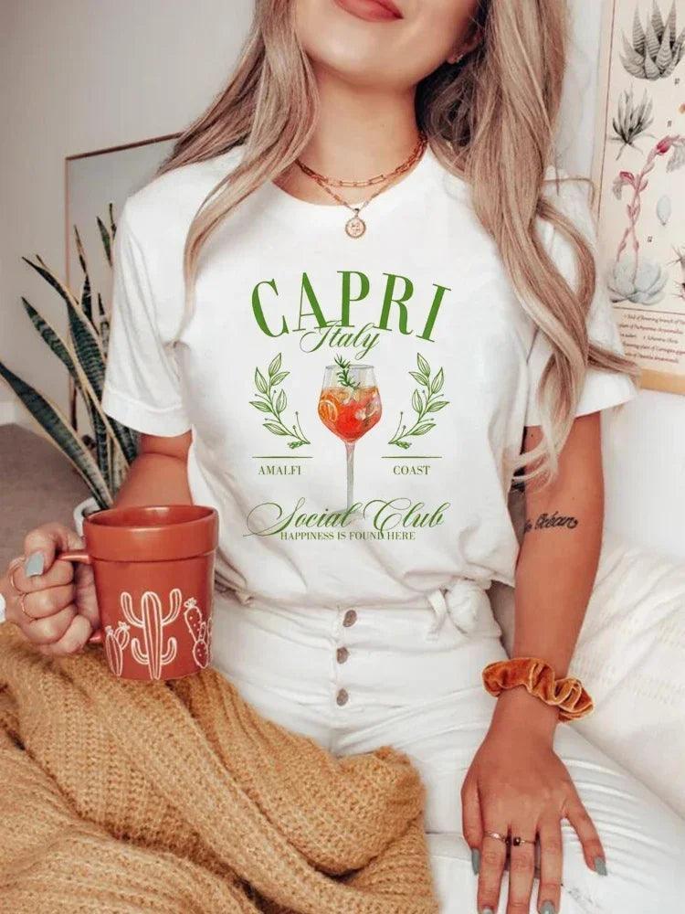 capri spritz social club t-shirt - basil boutique