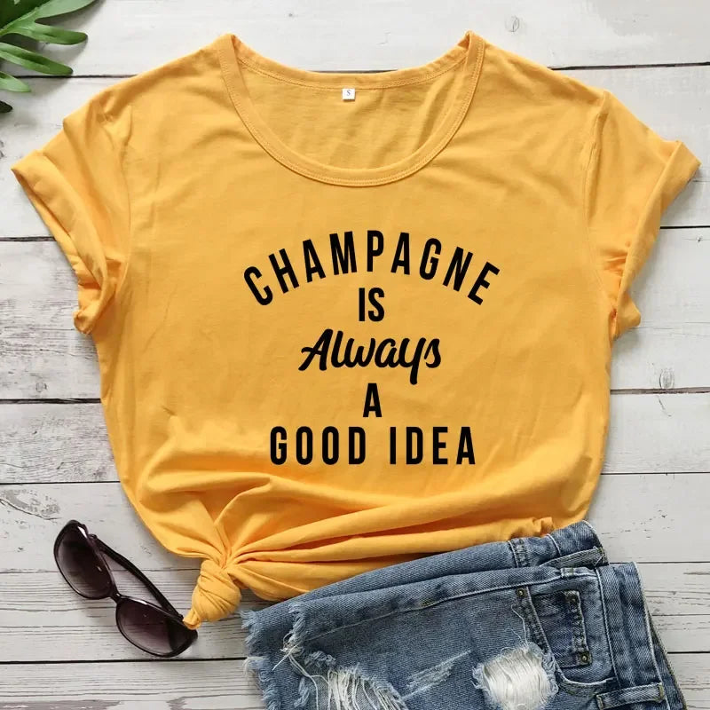 champagne is always a good idea t-shirt - basil boutique