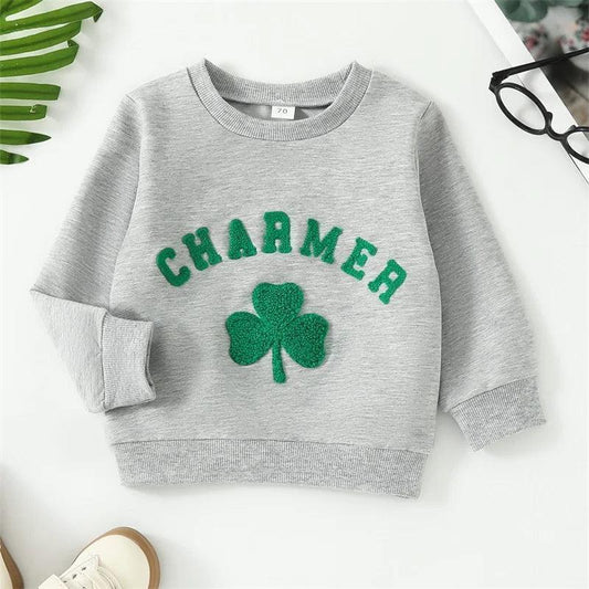 charmer patch kids crew sweatshirt - basil boutique