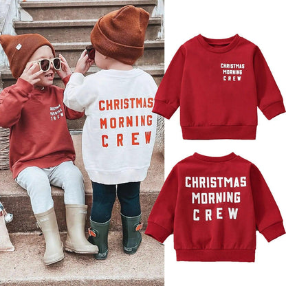 christmas morning kids crew sweatshirt - basil boutique