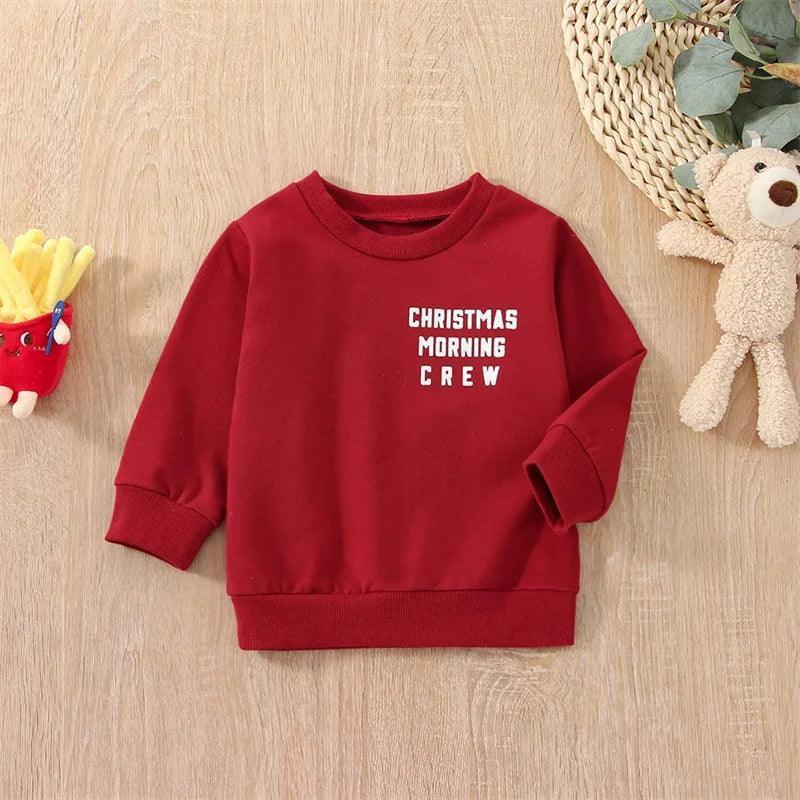 christmas morning kids crew sweatshirt - basil boutique