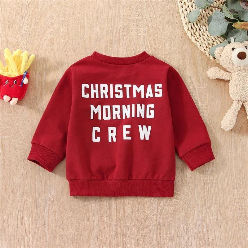 christmas morning kids crew sweatshirt - basil boutique