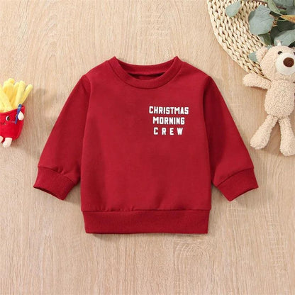 christmas morning kids crew sweatshirt - basil boutique