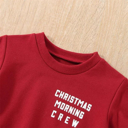 christmas morning kids crew sweatshirt - basil boutique