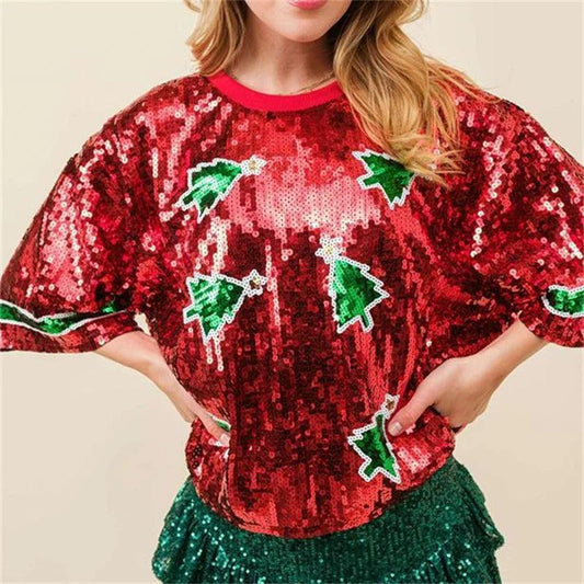 christmas sequin tops - basil boutique