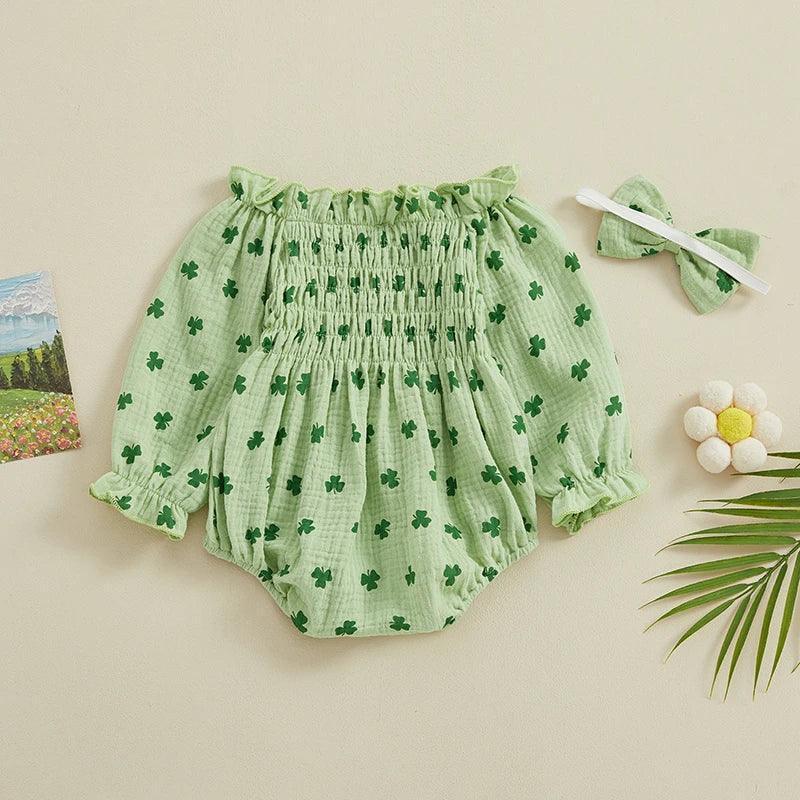 clover ruffle romper - basil boutique