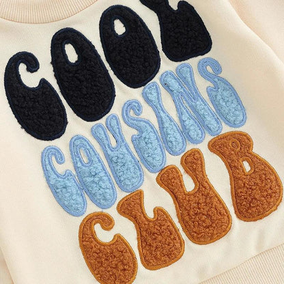 cool cousins club patch crew sweatshirt - basil boutique