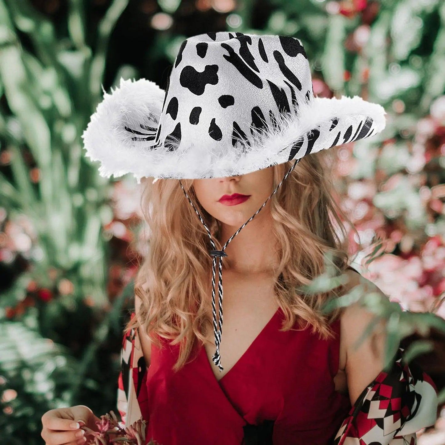 cow print cowgirl hat - basil boutique