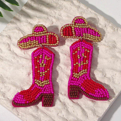 cowgirl boot beaded earrings - basil boutique