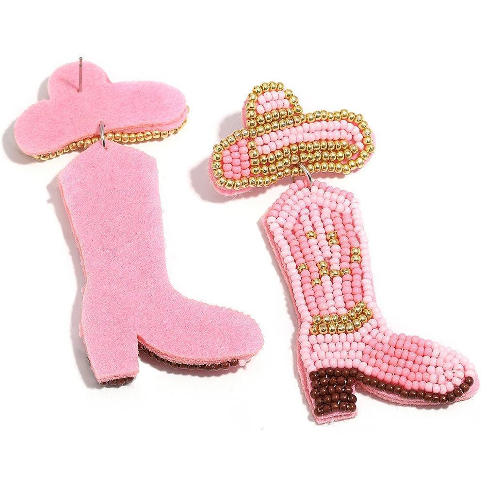 cowgirl boot beaded earrings - basil boutique