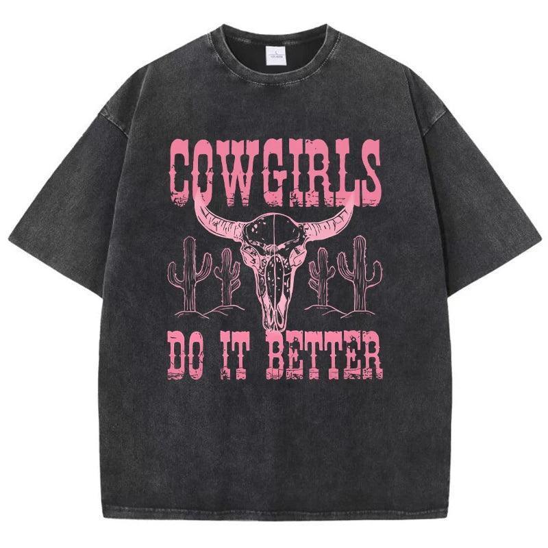 cowgirls do it better distressed t-shirt - basil boutique