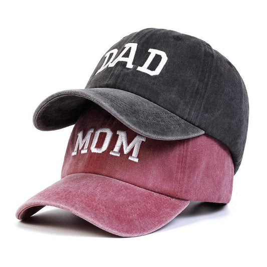 dad + mom embroidered baseball hats - basil boutique