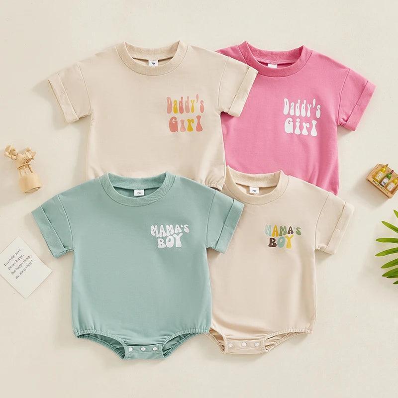 daddy's boy + girl retro onesie - basil boutique