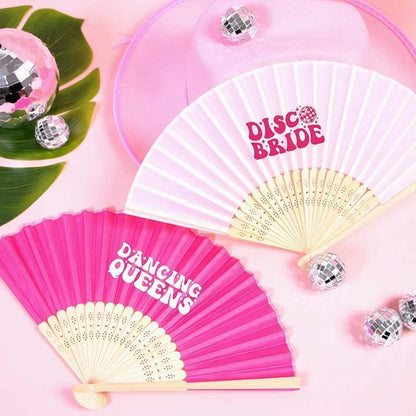 dancing queen + disco bride hand fan - basil boutique