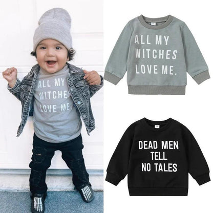 dead men + witches kids crew sweatshirts - basil boutique