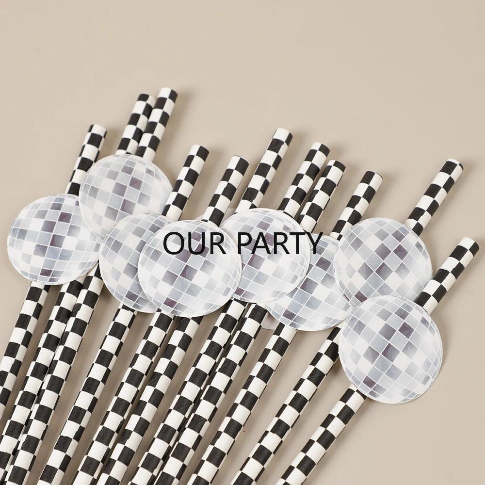 disco ball paper straws - basil boutique