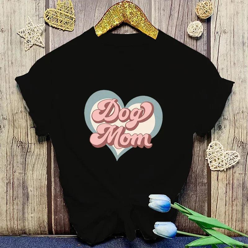 dog mom retro heart t-shirt - basil boutique