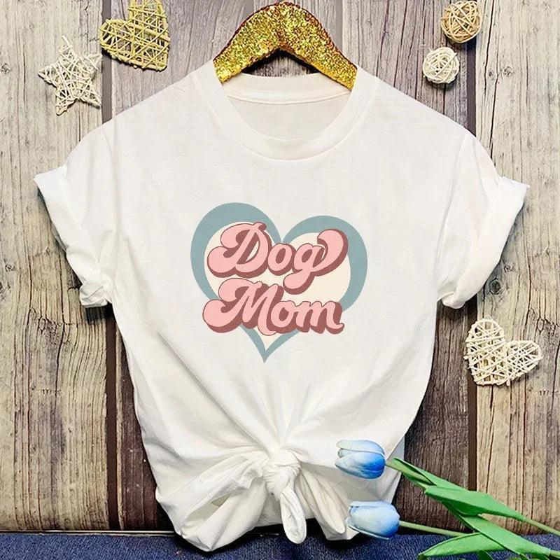 dog mom retro heart t-shirt - basil boutique