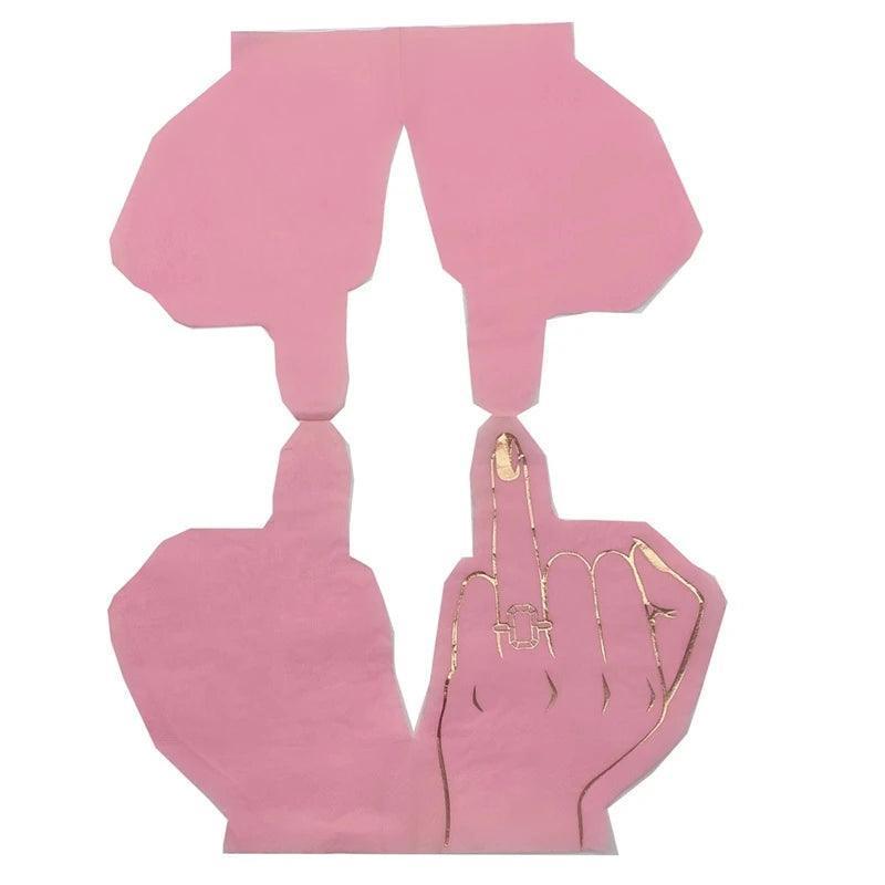 16Pcs/Bag Gold Stamping Pink Middle Finger Decoupage Paper Napkins Paper Serviettes for Xmas Birthday Party Tableware Decor - basil boutique