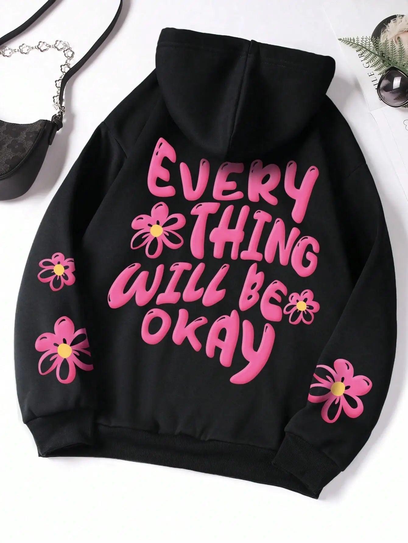 everything will be okay floral hoodie - basil boutique