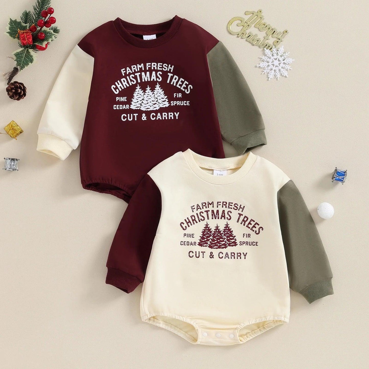 farm fresh christmas trees onesie - basil boutique