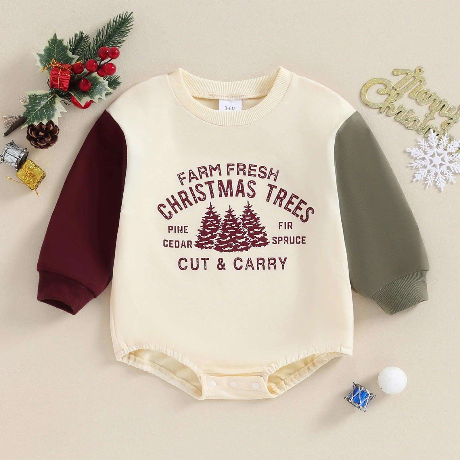 farm fresh christmas trees onesie - basil boutique