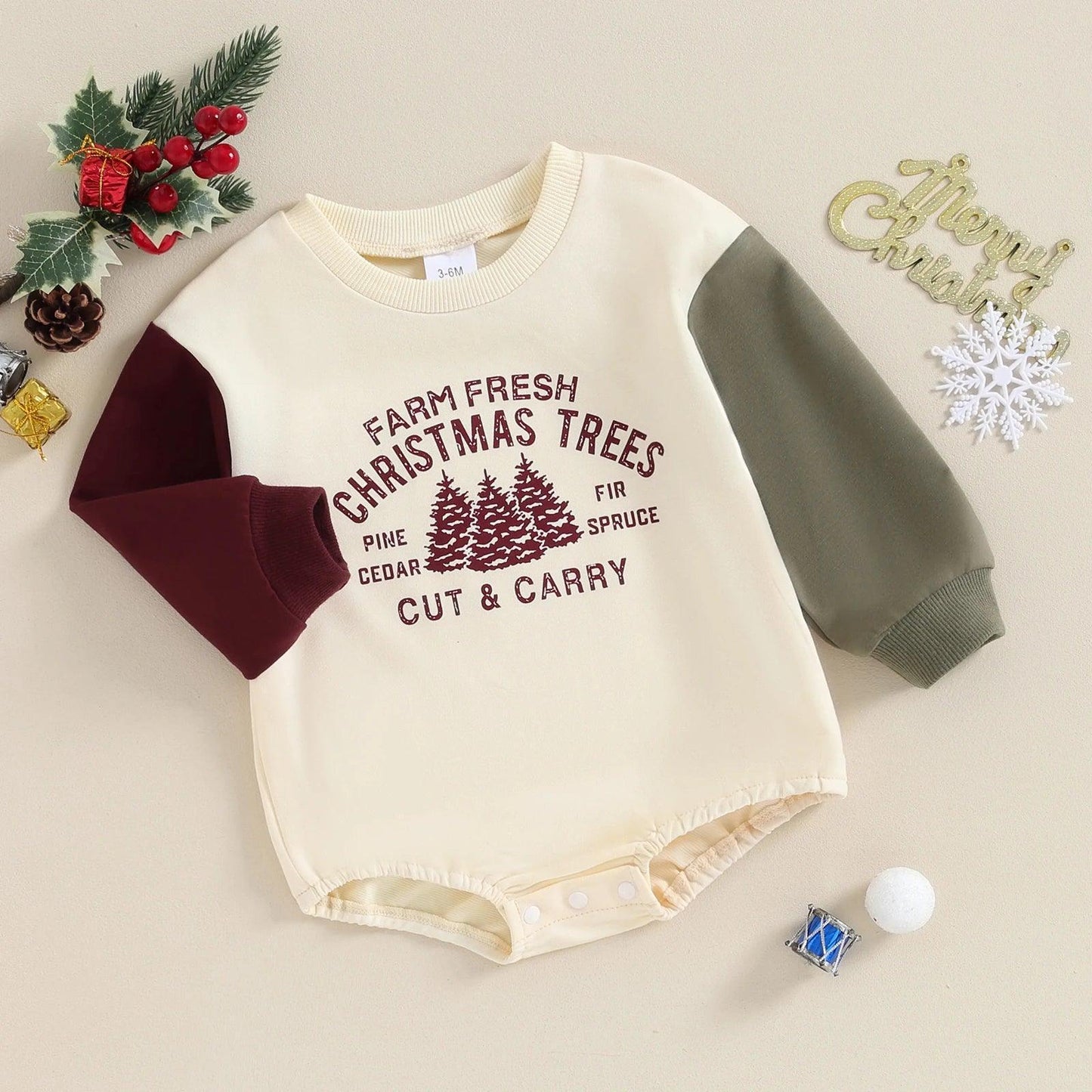 farm fresh christmas trees onesie - basil boutique