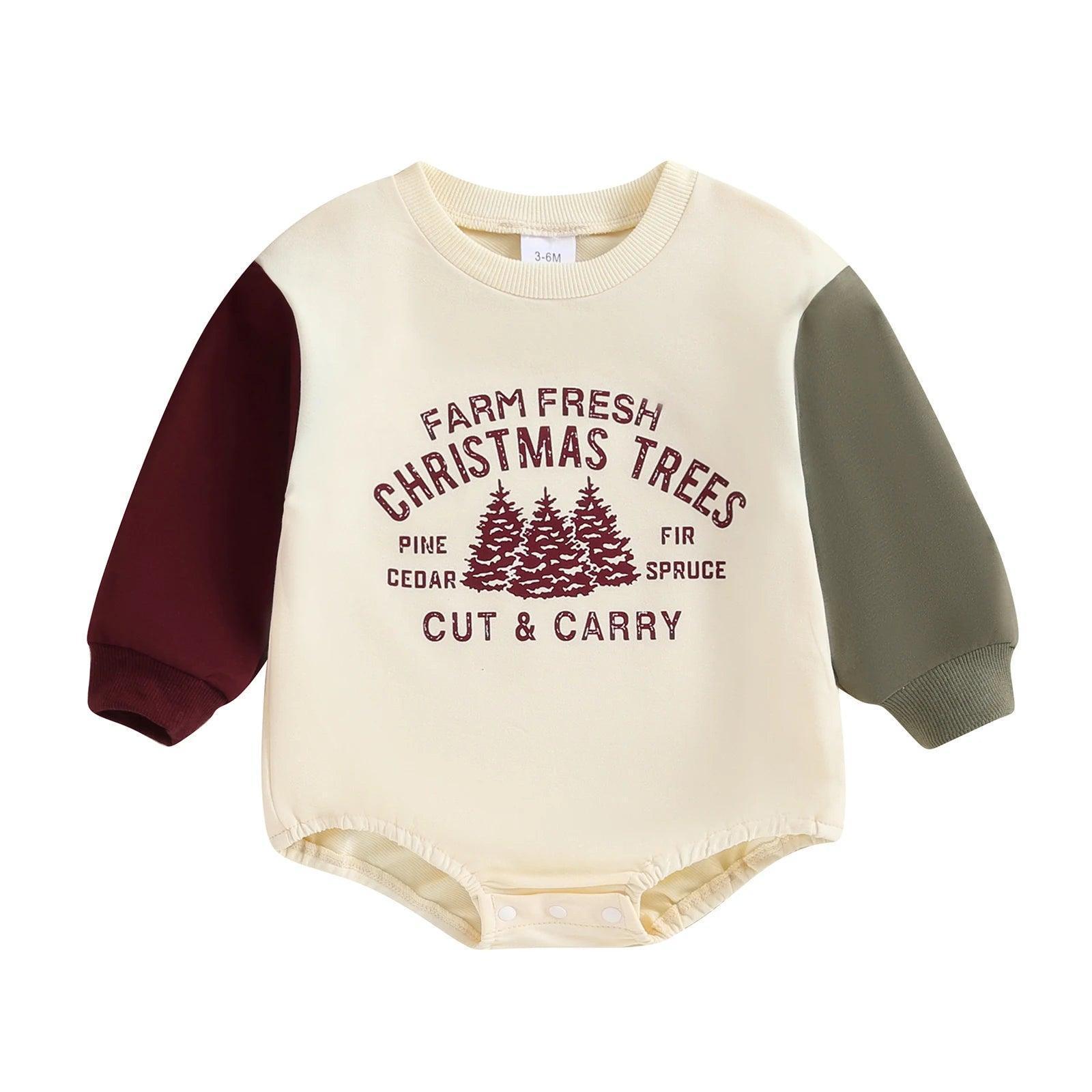 farm fresh christmas trees onesie - basil boutique