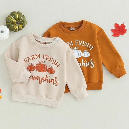 farm fresh pumpkins kids crew sweatshirt - basil boutique