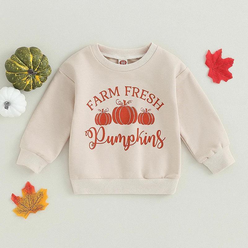 farm fresh pumpkins kids crew sweatshirt - basil boutique