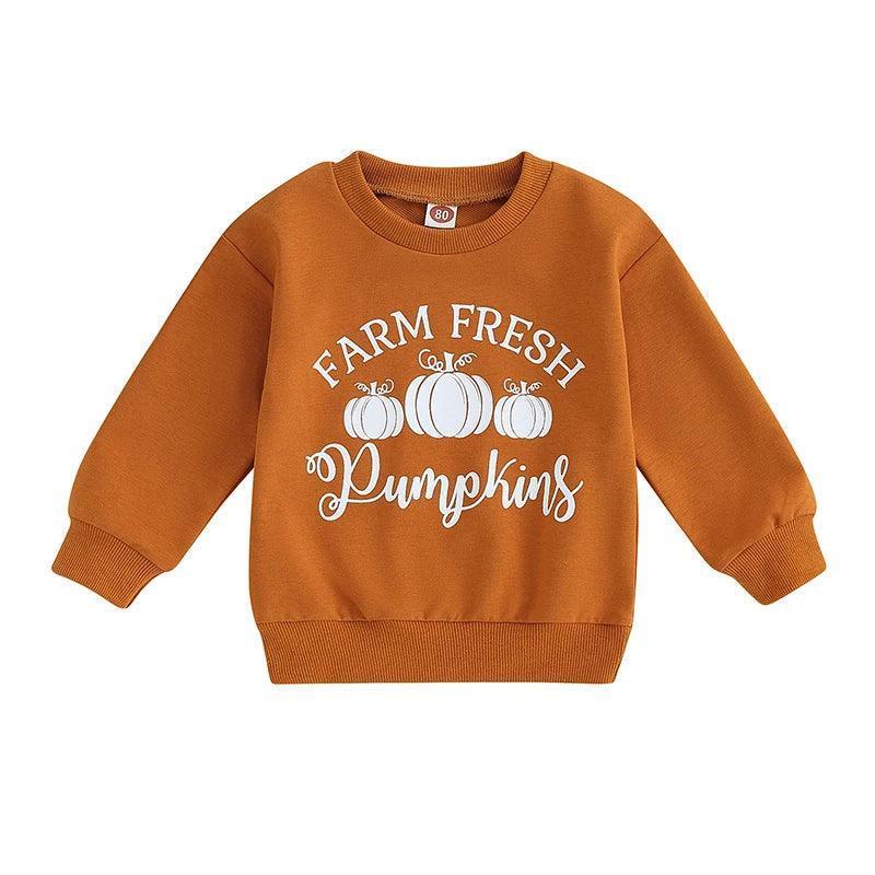 farm fresh pumpkins kids crew sweatshirt - basil boutique