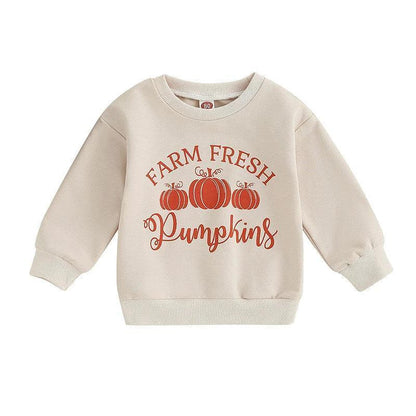 farm fresh pumpkins kids crew sweatshirt - basil boutique