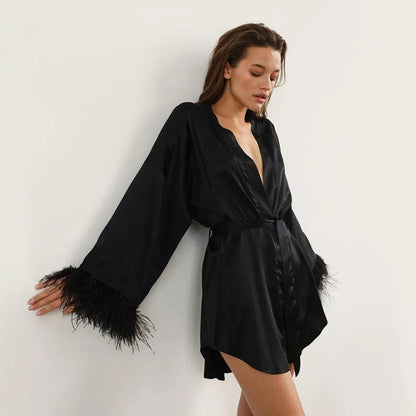 feather robe - basil boutique