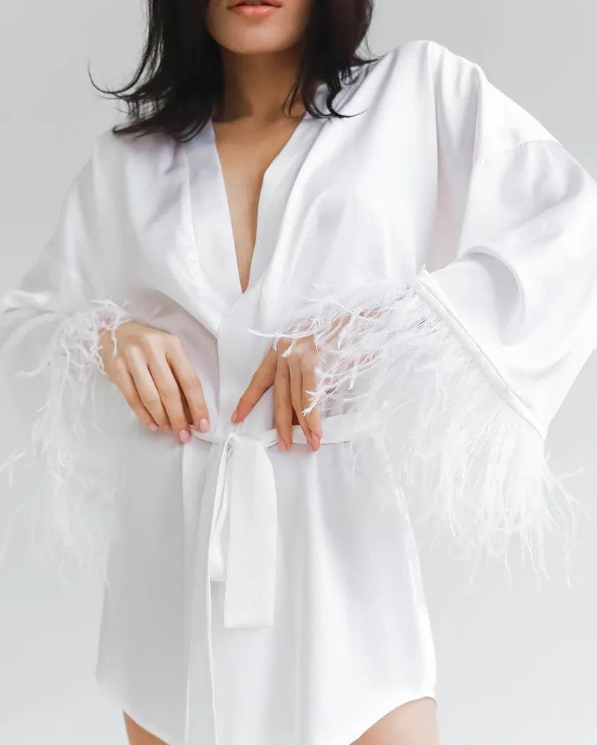 feather robe - basil boutique