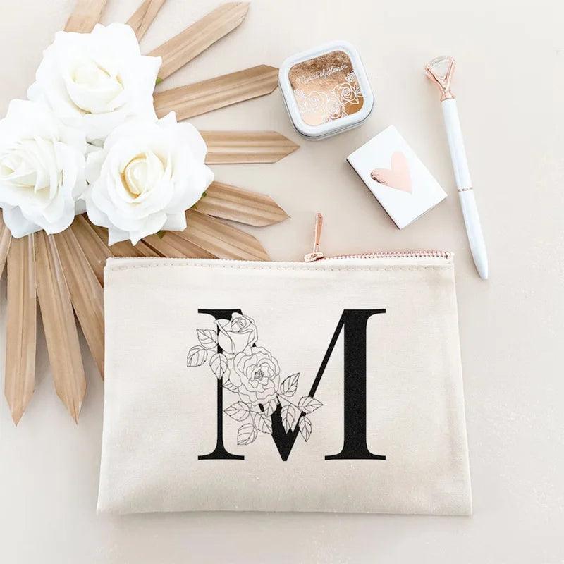 floral monogram cosmetic bag - basil boutique